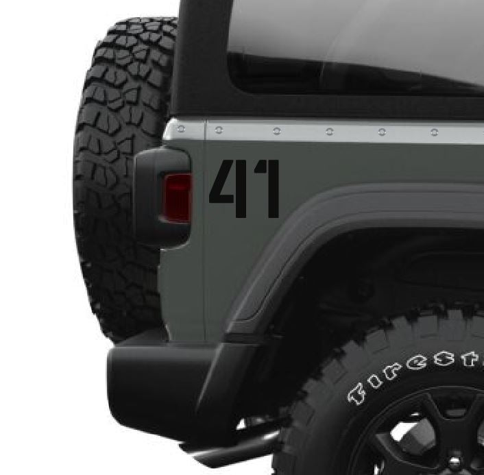 Rear '41 Decal Pair-Willys Inspired- Fits Jeep Wrangler  & Gladiator Decal-Pair