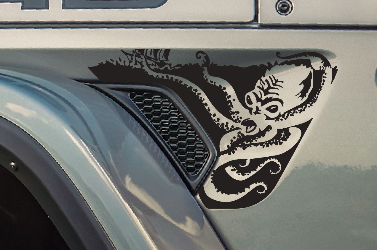 Kraken Attack, Wave, Ocean Decal Pair- Fits Jeep Wrangler & Gladiator JL Fender Vent Decal-Pair