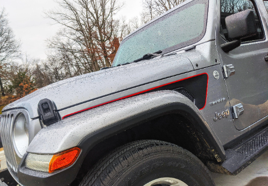 Long Accent Line Rubicon Blackout Decal- Fits Jeep Wrangler & Gladiator JL Fender Vent Decal-Pair