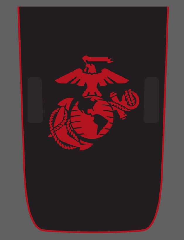 Marines USMC EGA Color Line Rubicon Blackout Hood Decal- Fits Jeep Wrangler & Gladiator JL Hood Decal 2-Layer Decal