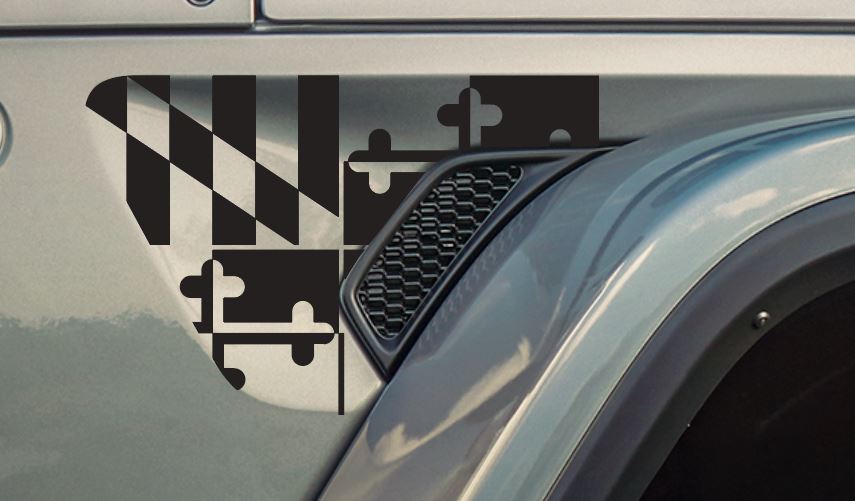 Maryland Flag Large Vent Decal PAIR- Fits Jeep Wrangler & Gladiator JL Fender Vent Decal-Pair