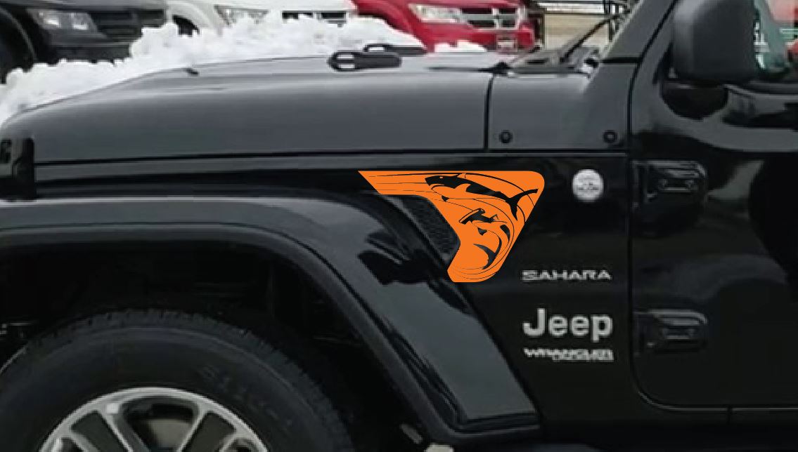 Sharks Beach-Hawaiian, California, Florida- Fits Jeep Wrangler & Gladiator JL Fender Vent Decal-Pair