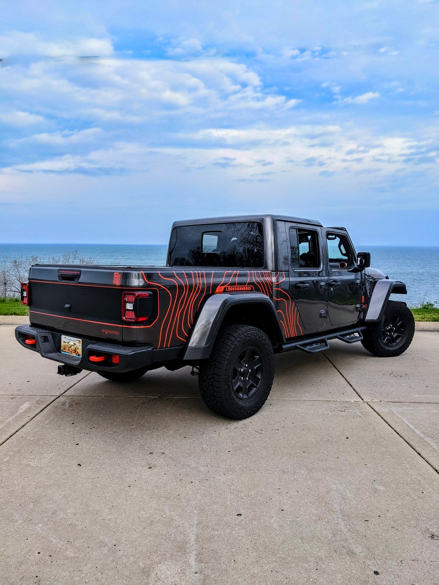 Jeep Gladiator Side Topographical Line Bed And Cab Stripes Decal Pair