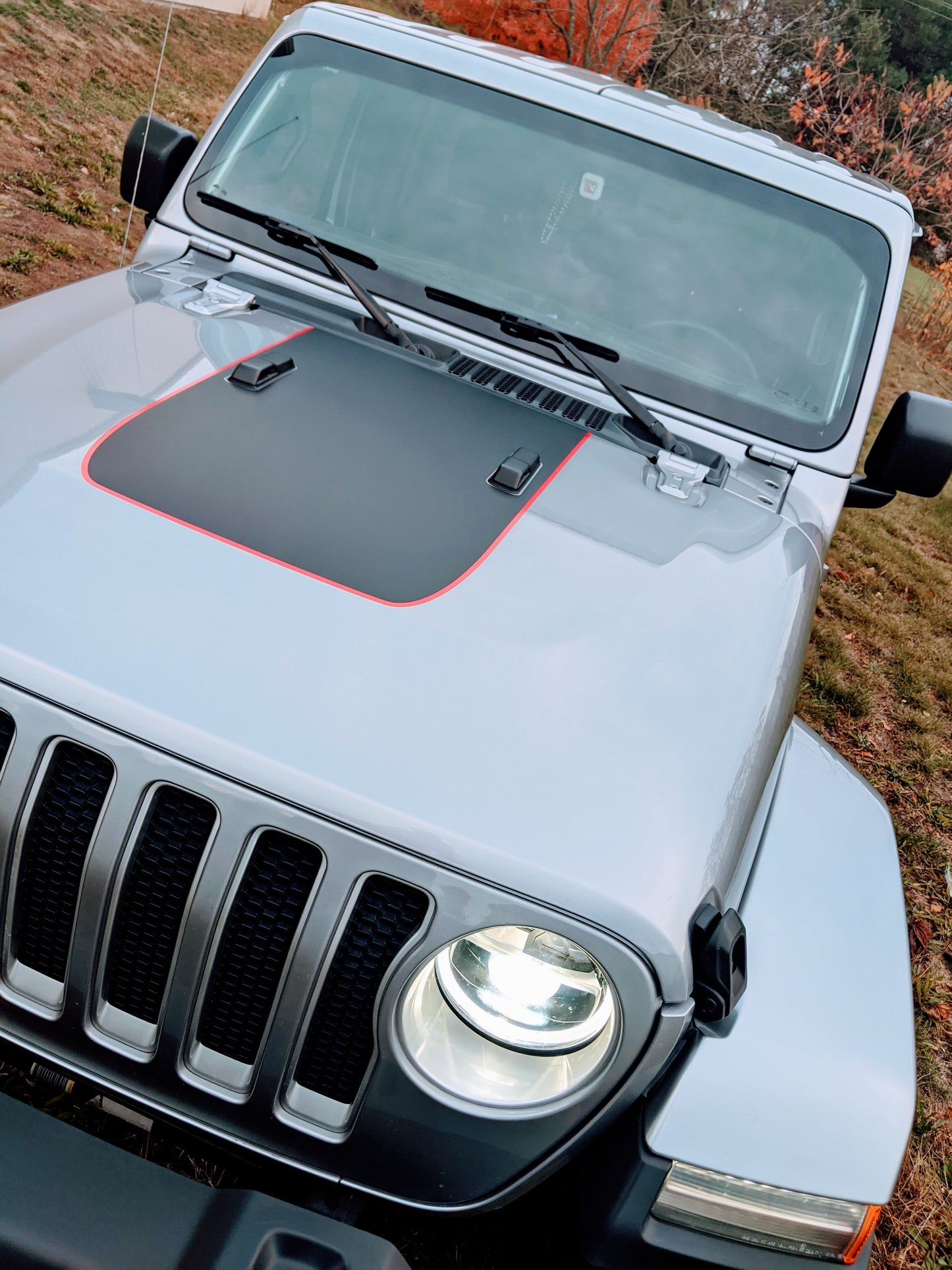 Large Red Line Rubicon Blackout Hood Decal- Fits Jeep Wrangler & Gladiator JL Hood Decal 2-Layer Decal