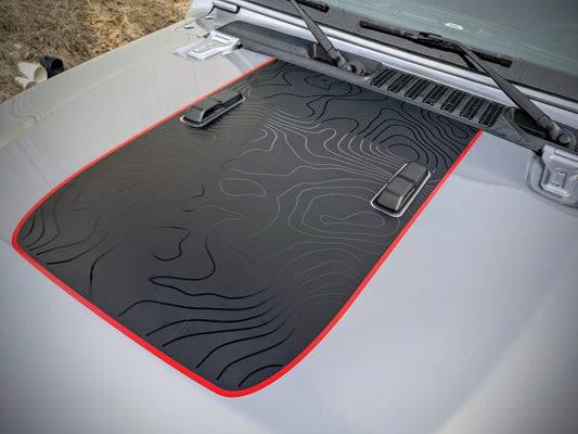 Topographical Accent Line Blackout Hood Decal- Fits Wrangler & Gladiator JL Hood Decal (3 Pieces)