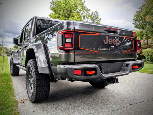 Pinstripe Color Line Rubicon Mojave Blackout tailgate decal set- fits 2020 and newer Jeep Gladiator