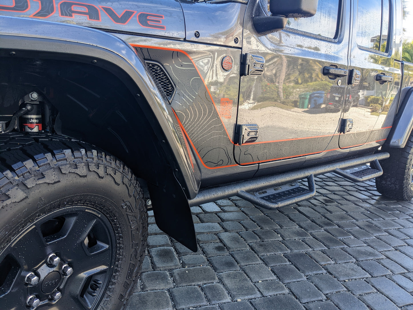 Gladiator Scrambler Style Topographical Red Line Rubicon Blackout Stripe Decal Set- fits 2020 and Newer Jeep Gladiator