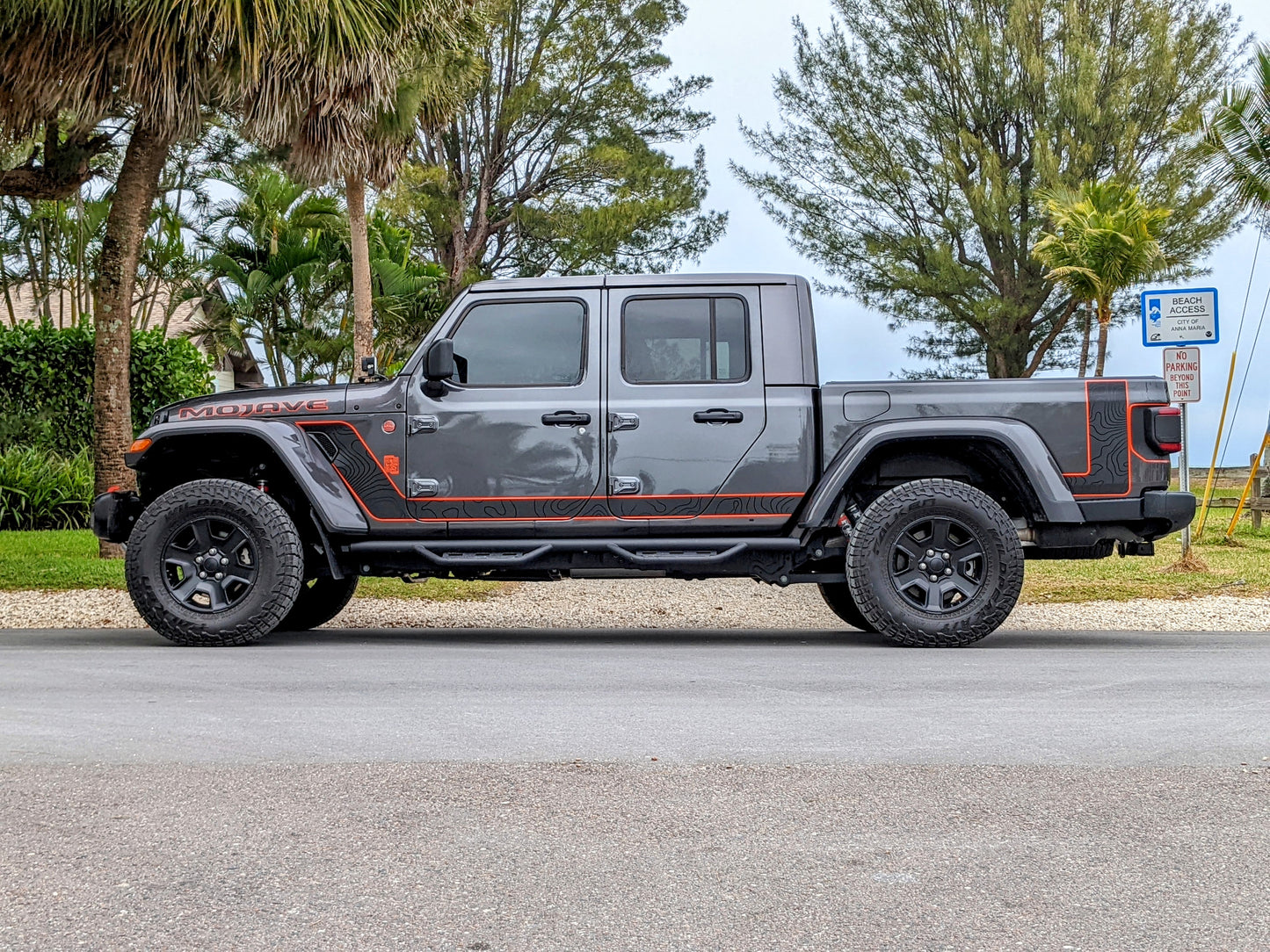 Gladiator Scrambler Style Topographical Red Line Rubicon Blackout Stripe Decal Set- fits 2020 and Newer Jeep Gladiator