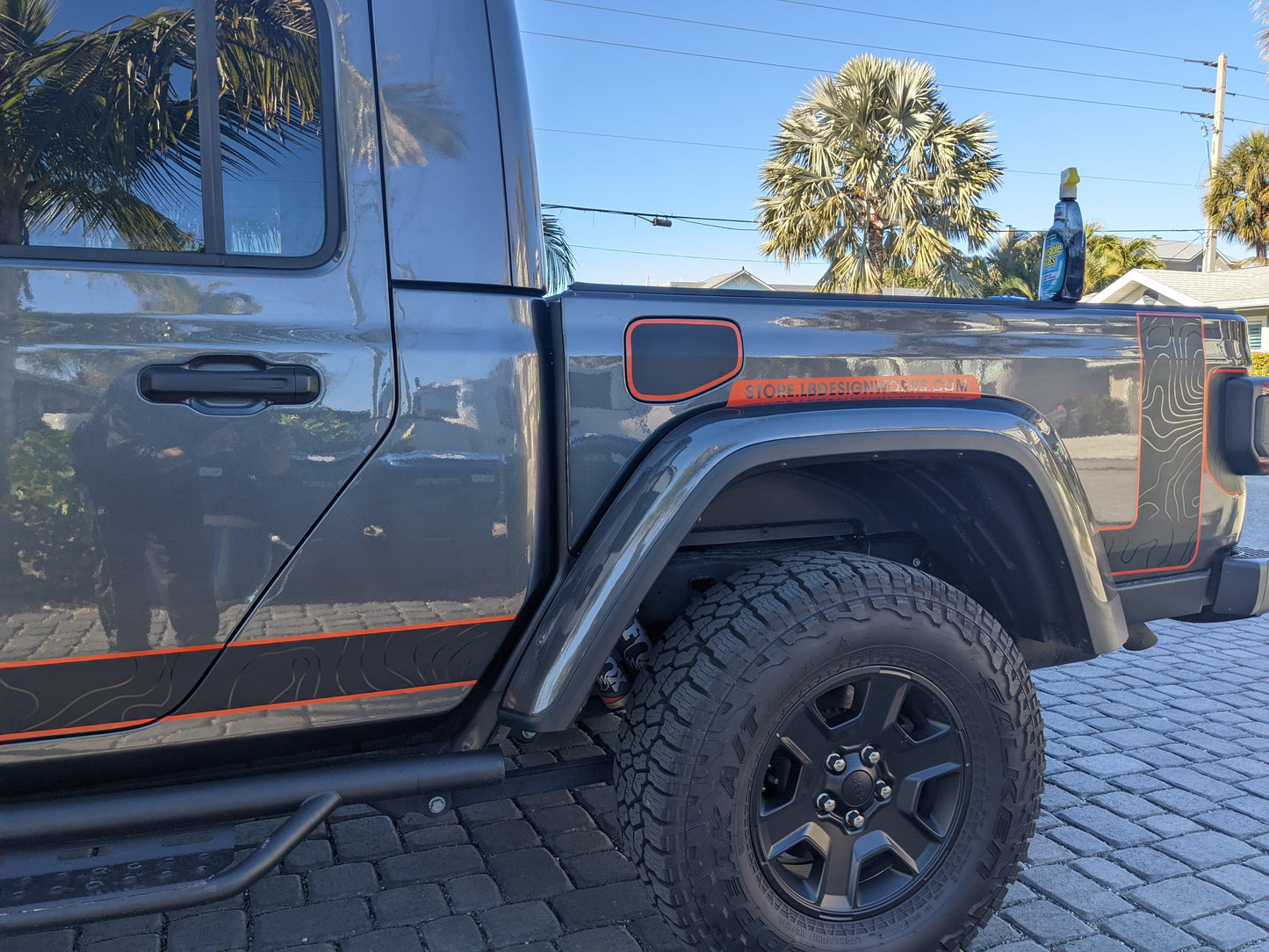 Topographical Red Line Rubicon Blackout Decal- Fits Jeep Gladiator Gas Door