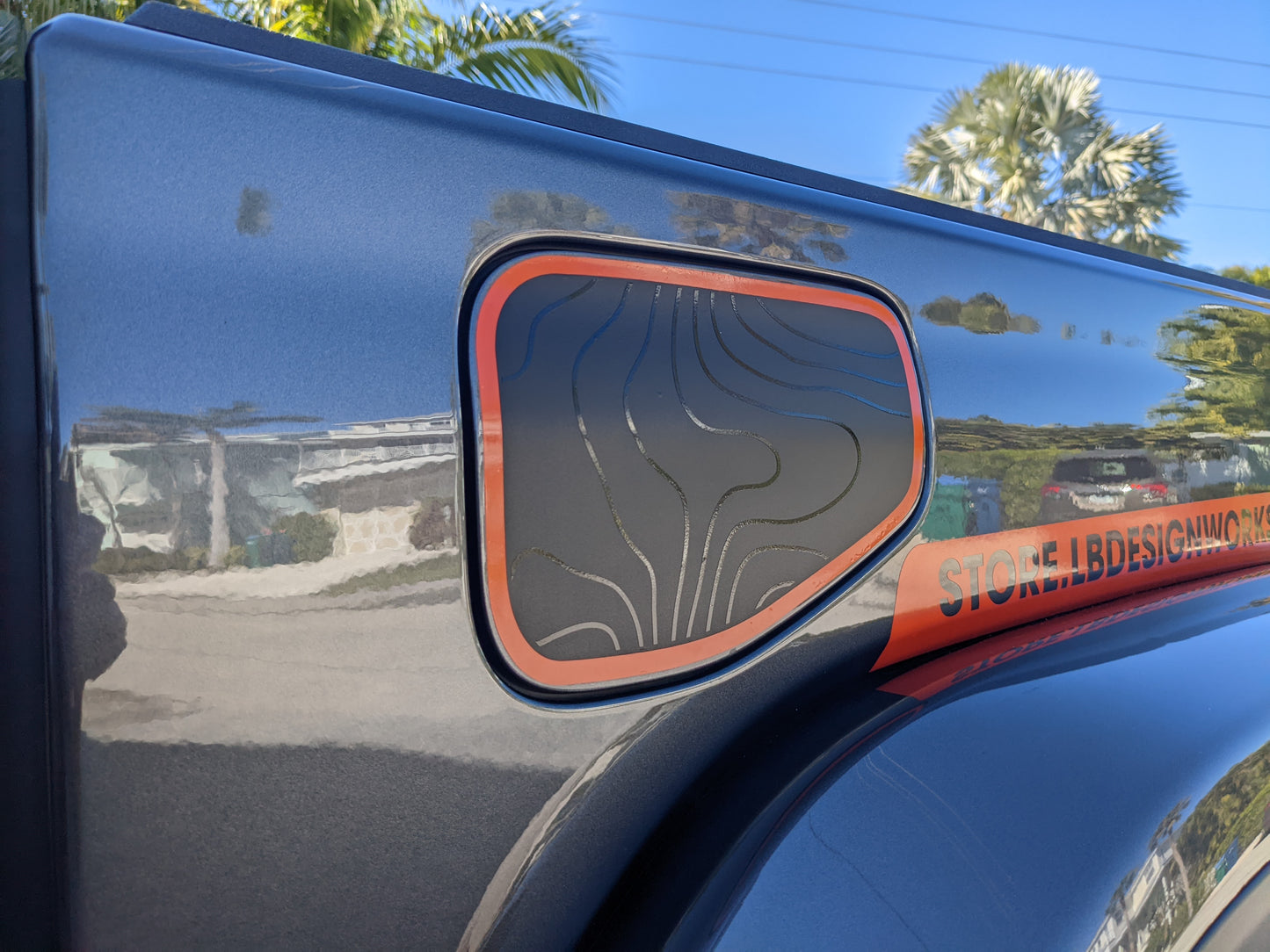 Topographical Red Line Rubicon Blackout Decal- Fits Jeep Gladiator Gas Door