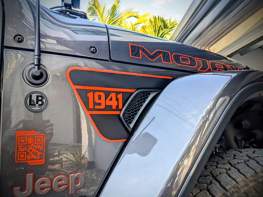 1941 Color Line Blackout 2-Layer Decal- Fits Jeep Wrangler & Gladiator JL Fender Vent Decal-Pair