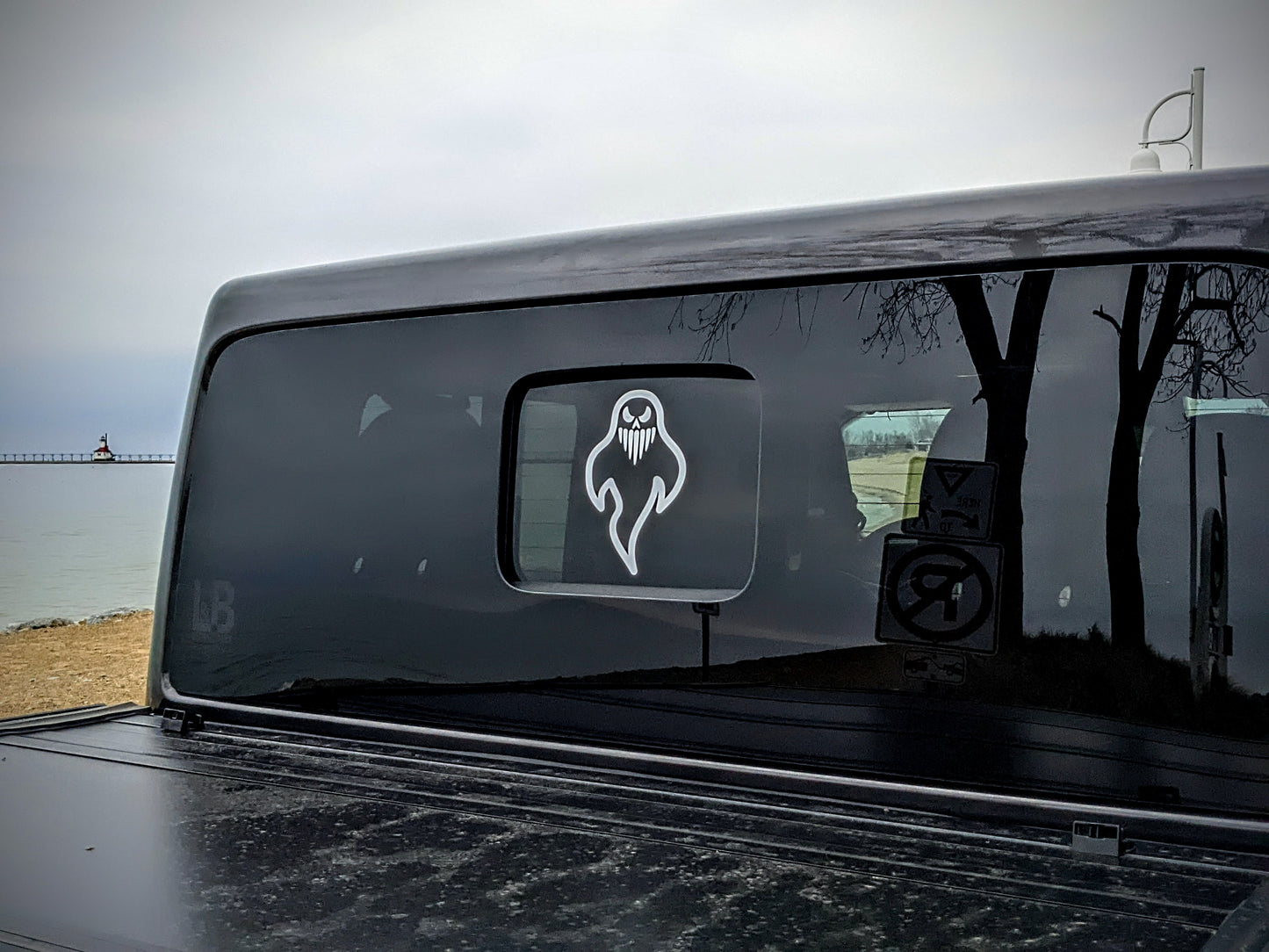 Ghost Jeep Seven Slot Skull Decal- Fits Jeep Wrangler  & Gladiator Grille Decal-Pair