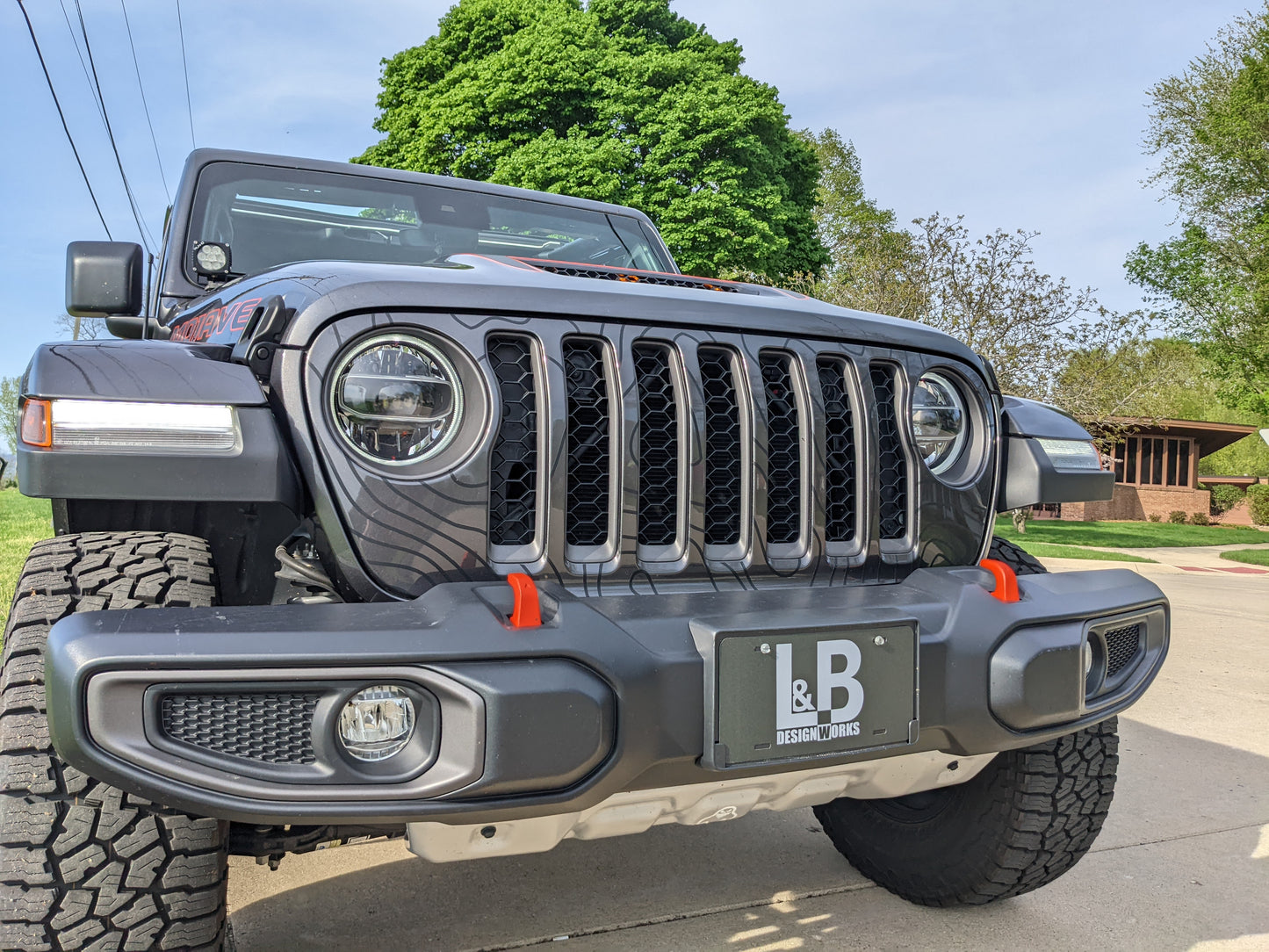 Jeep Gladiator Grille Topographical Line Stripes Decal