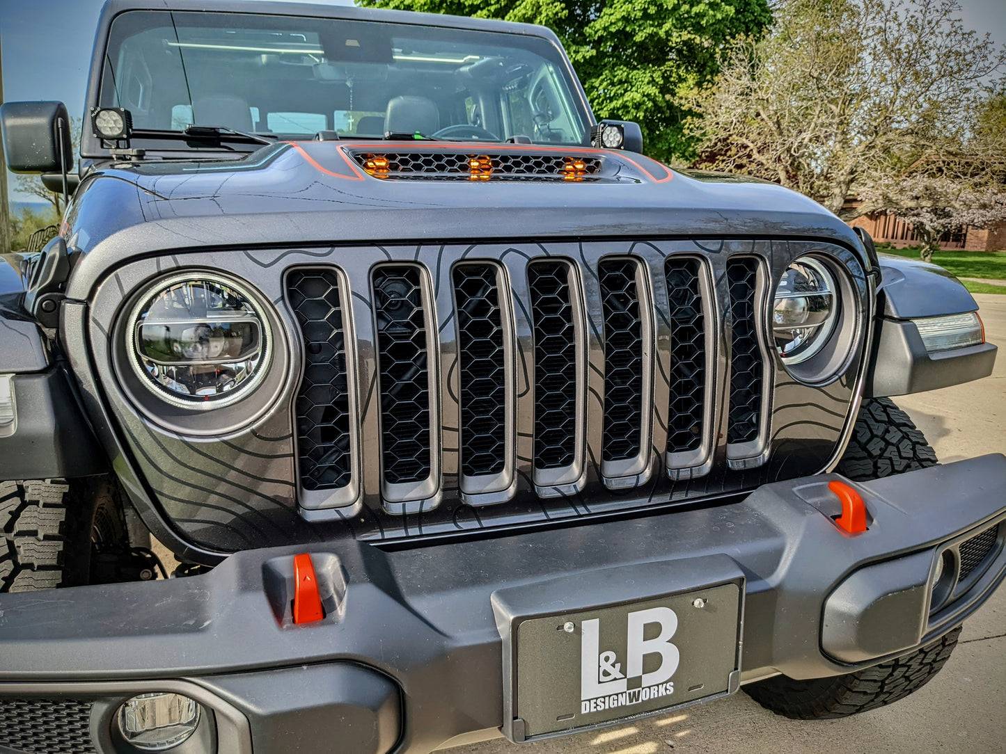 Jeep Gladiator Grille Topographical Line Stripes Decal