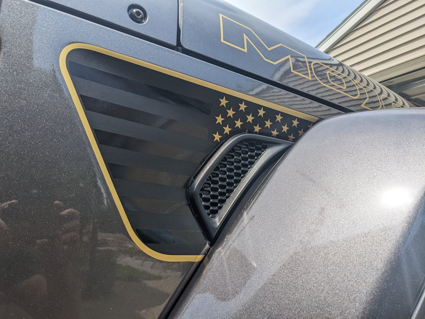 Three Layer Accent American Flag Fender Vent Decal Pair Jeep Wrangler Gladiator