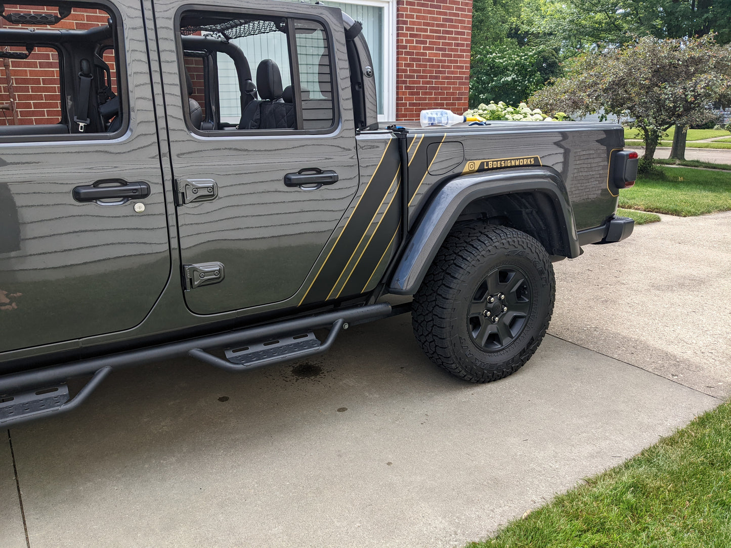 Gladiator Cab Bed Double Stripe Color Line Rubicon Blackout Decal Set- fits 2018 and Newer Jeep Wrangler