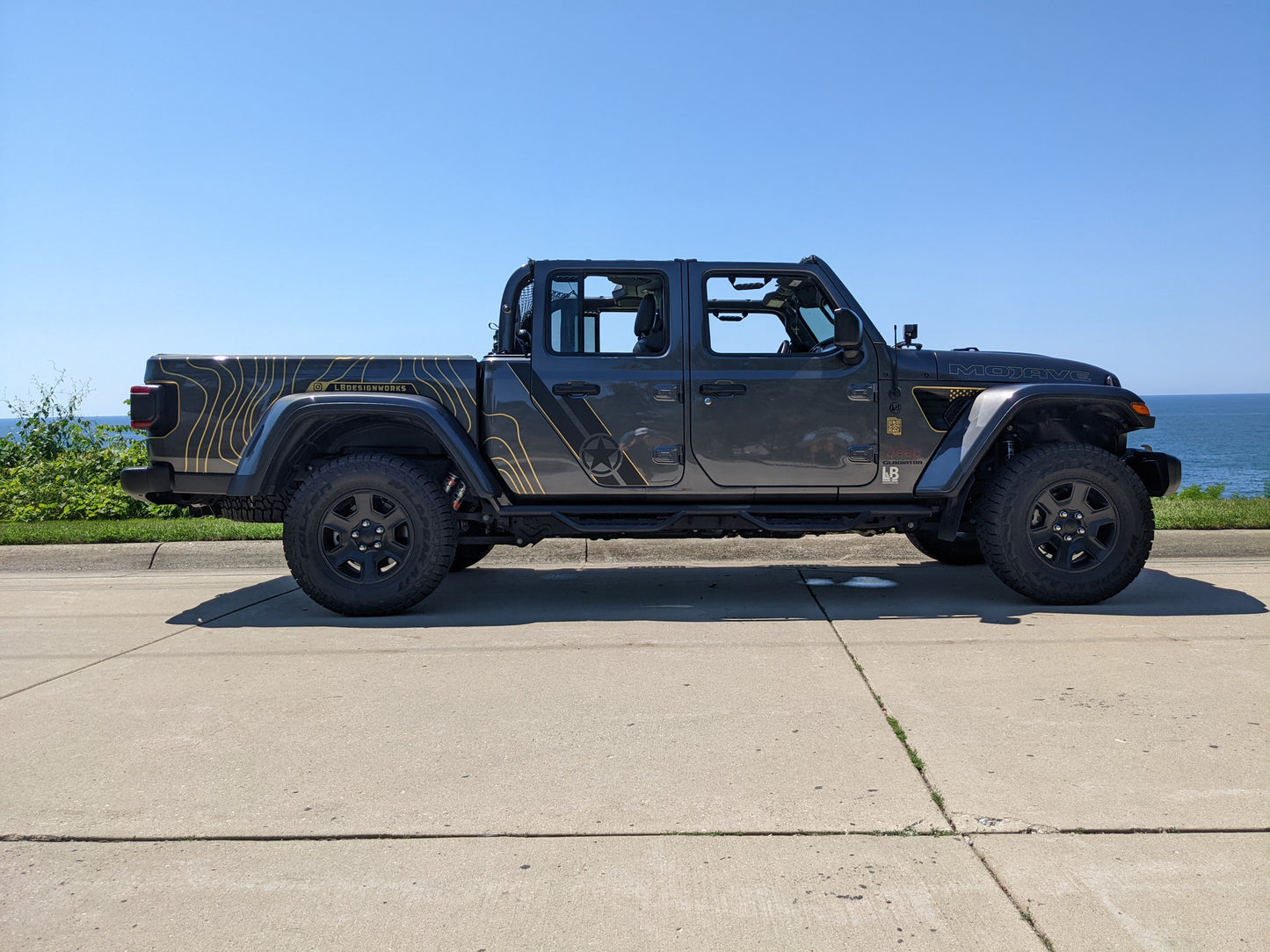 Army Star Double Stripe Gold Color Line Rubicon Blackout Decal Set- fits 2018 and Newer Jeep Wrangler & 2020+ Gladiator