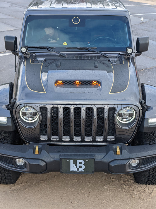 Color Line Fang Stripe Mojave/392 Blackout Hood 2 Layer Decal- Fits Jeep Wrangler & Gladiator JL Hood