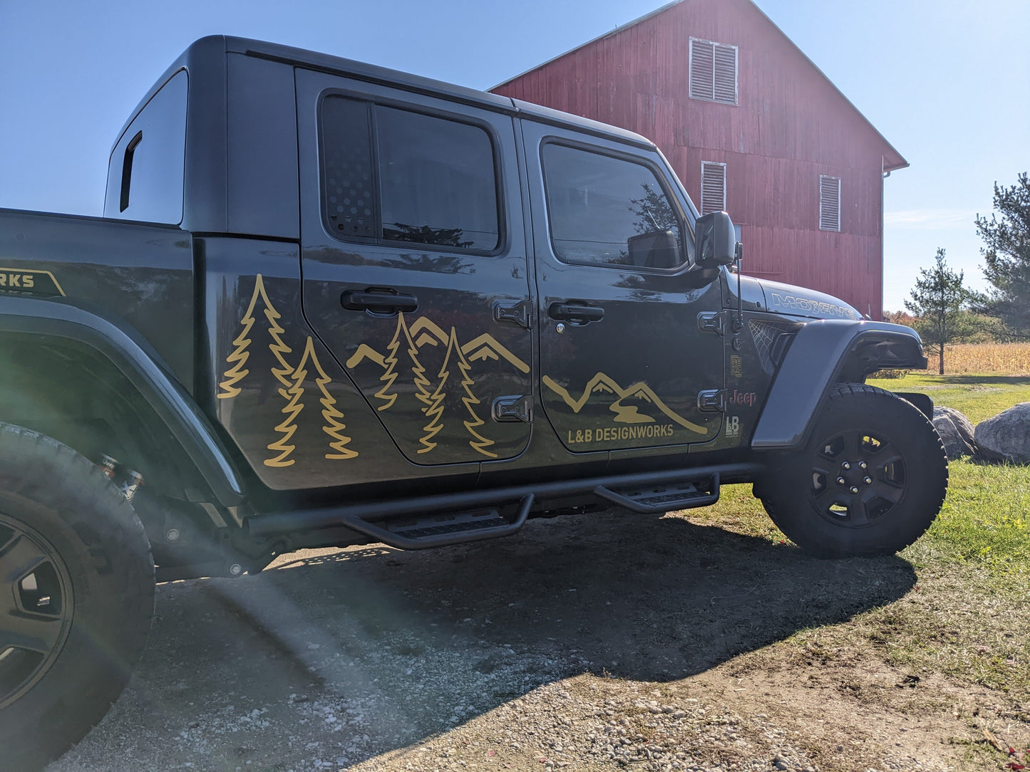 Jeep Side Mountain Forest Decal Set- Fits Jeep Wrangler & Gladiator JL Side Decal-Pair (6 Pieces)