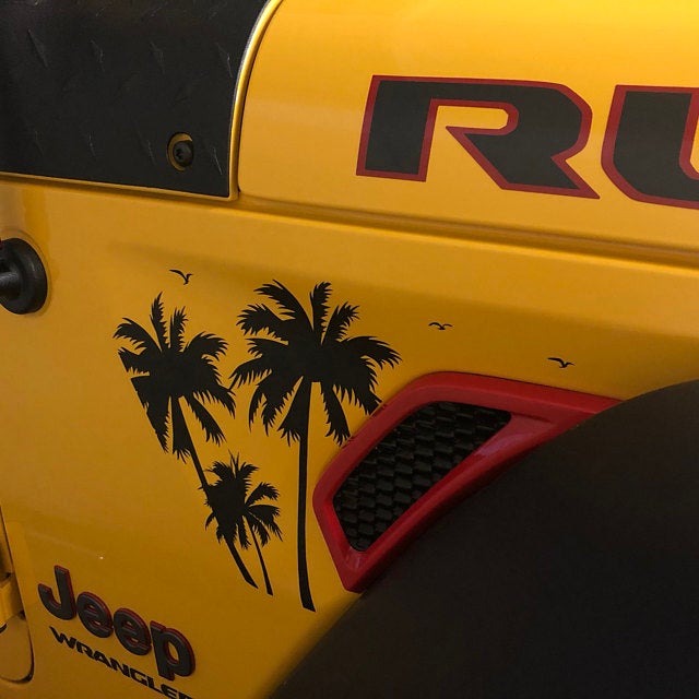 Palm Tree Beach-Hawaiian, California, Florida- Fits Jeep Wrangler & Gladiator JL Fender Vent Decal-Pair