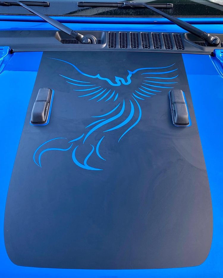 Phoenix Blackout Hood Decal- Fits Jeep Wrangler & Gladiator JL Hood Decal 2-Layer Decal