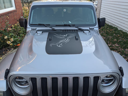 Phoenix Blackout Hood Decal- Fits Jeep Wrangler & Gladiator JL Hood Decal 2-Layer Decal