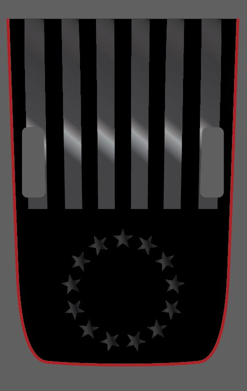 Betsy Ross USA American Flag Red Line Rubicon Blackout Hood 3 Layer Decal- Fits Jeep Wrangler & Gladiator JL Hood Decal