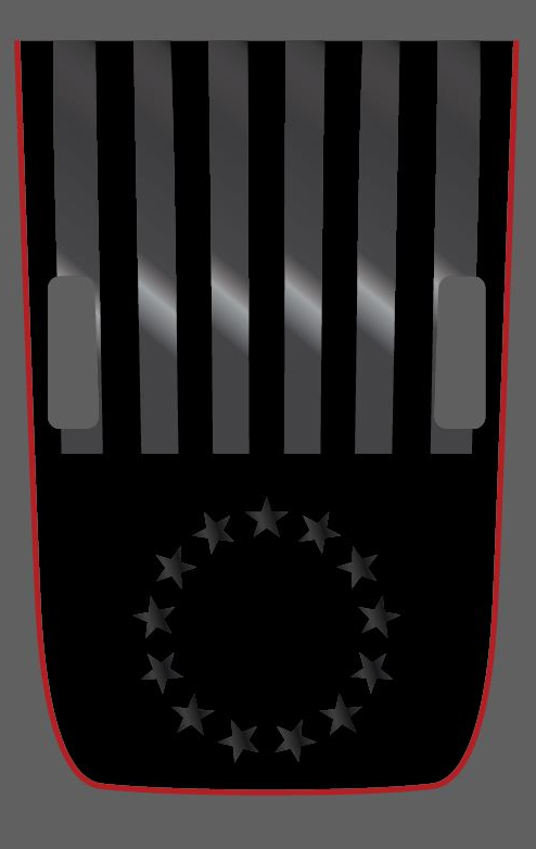 Betsy Ross USA American Flag Red Line Rubicon Blackout Hood Decal- Fits Jeep Wrangler & Gladiator JL Hood Decal (3 Pieces)