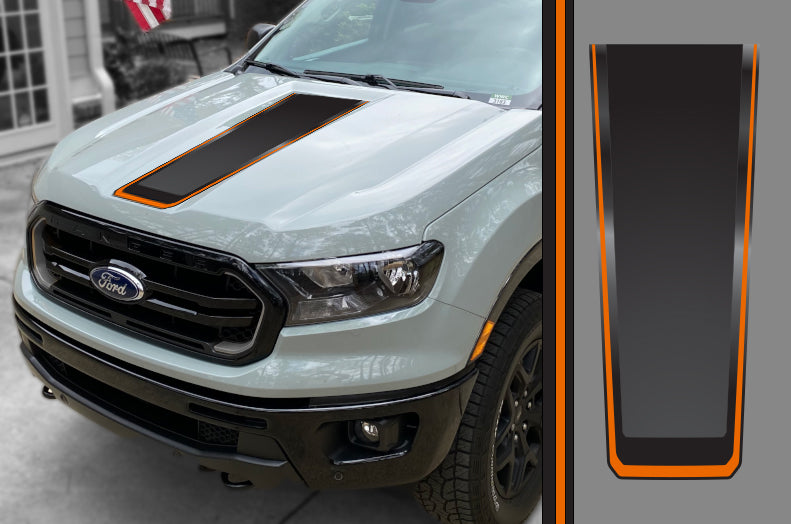 Ford Ranger Mach 1 Inspired Hood Decal- 3 Layer Decal (3 Pieces)
