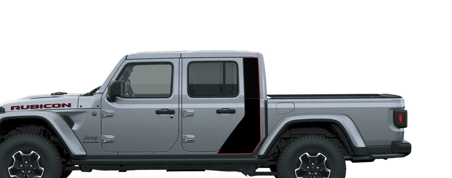 Gladiator Cab Color Line Blackout Decal Set Rubicon Style - fits 2020 and Newer Jeep Gladiator