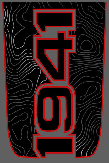 Open 1941 Topographical Red Line Rubicon Blackout Hood Decal- Fits Jeep Wrangler & Gladiator JL Hood Decal (3 Pieces)