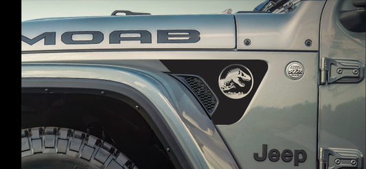 Jurassic Dinosaur Skeleton Vent Decal- Fits Jeep Wrangler & Gladiator Fender Vent Decal-Pair
