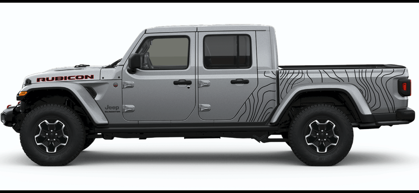 Jeep Gladiator Side Topographical Line Bed And Cab Stripes Decal Pair
