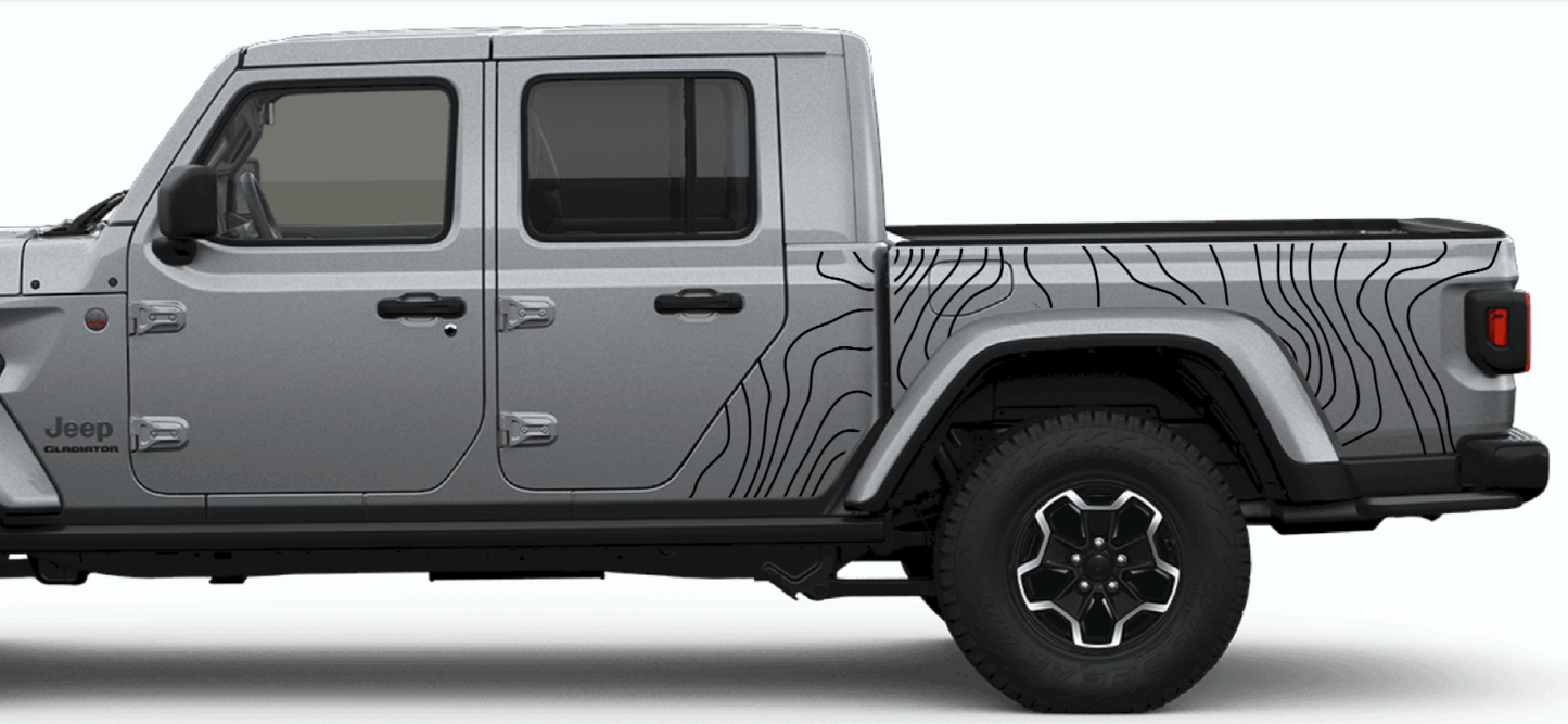 Jeep Gladiator Side Topographical Line Bed And Cab Stripes Decal Pair