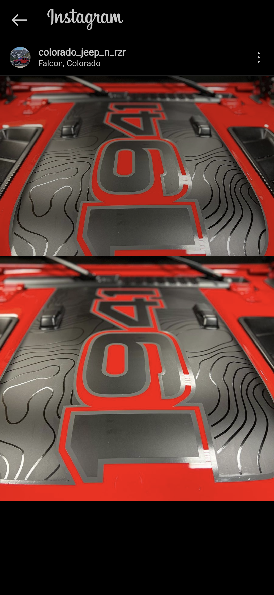 Open 1941 Topographical Red Line Rubicon Blackout Hood Decal- Fits Jeep Wrangler & Gladiator JL Hood Decal (3 Pieces)