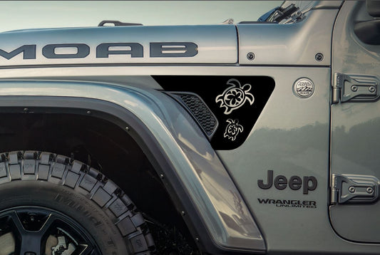 Sea turtle Beach-Hawaiian, California, Florida- Fits Jeep Wrangler & Gladiator JL Fender Vent Decal-Pair