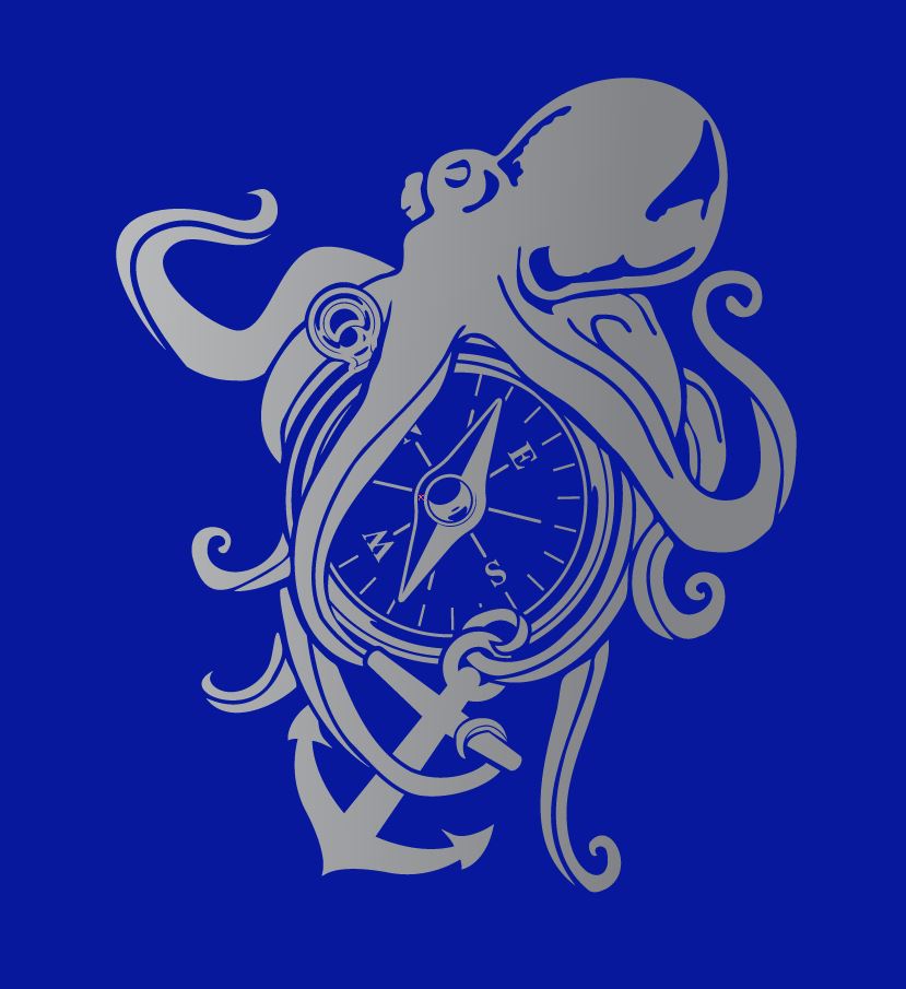 Nautical Octopus Compass Decal
