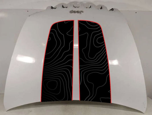 Split Cherokee Topographical Color Line Hood Decal (6 Pieces)