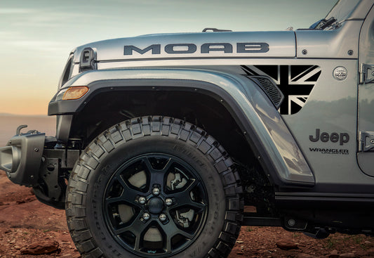 Union Jack British Flag Jeep Wrangler & Gladiator JL Fender Vent Flag Decal-Pair