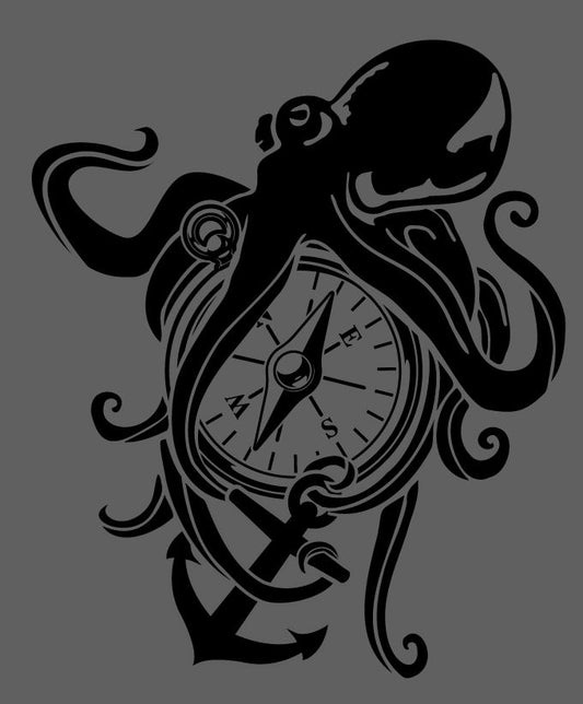 Nautical Octopus Compass Decal