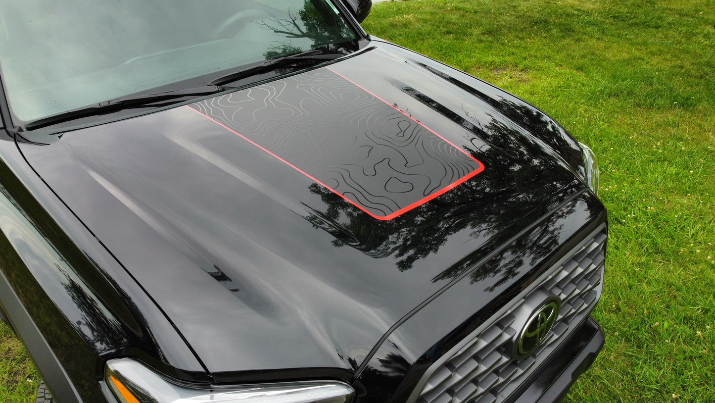 Tacoma Topographical 3-Layer Hood Decal- Fits Toyota Tacoma Hood Decal (3 Pieces)