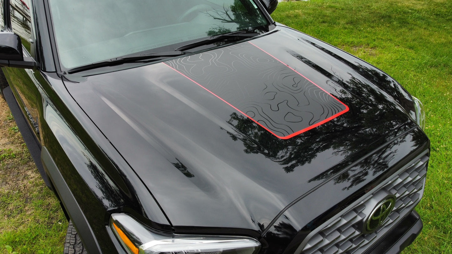 Tacoma Topographical 3-Layer Hood Decal- Fits Toyota Tacoma Hood Decal (3 Pieces)