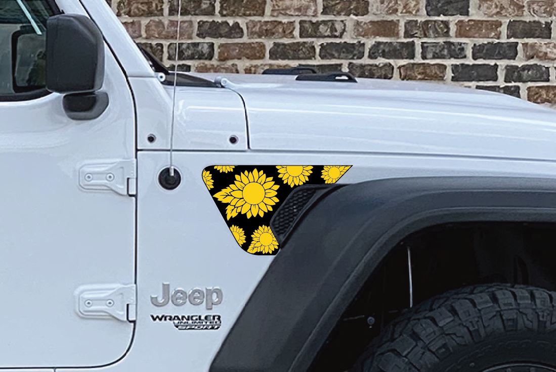 Sunflower fender vent decal Fits Jeep Wrangler & Gladiator JL Fender Vent Decal-Pair
